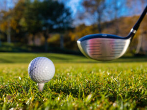 A golf ball on the grass